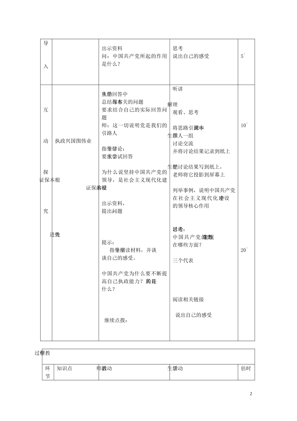 九年级政治全册第三课第2框党是我们的领路人教案鲁教版_第2页