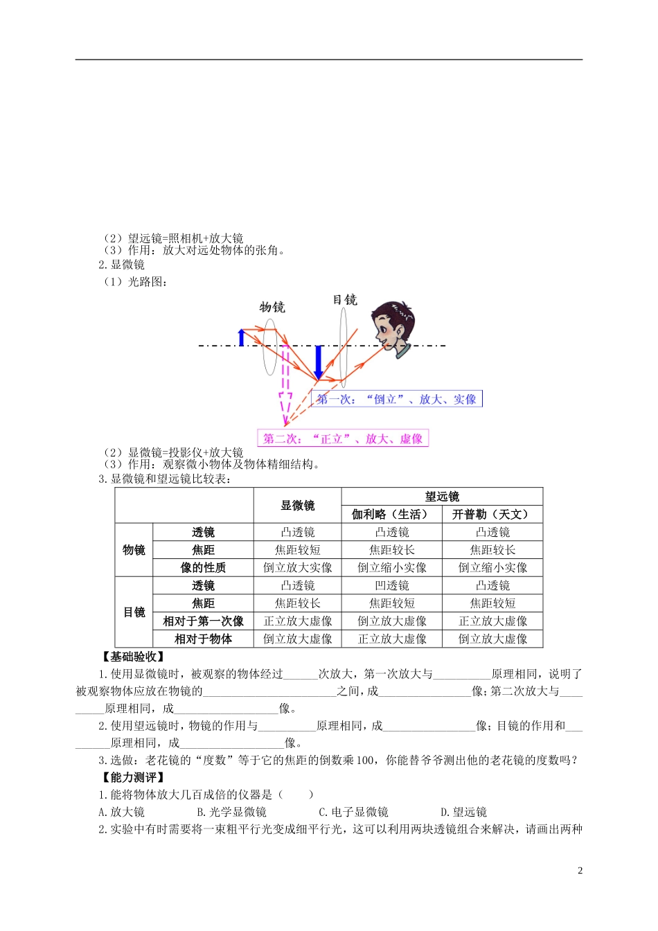 2015年秋八年级物理上册4.7通过透镜看世界教案新版教科版_第2页