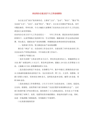 农业局办公室主任个人工作总结报告