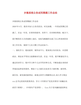 乡镇系统公务试用期满工作总结