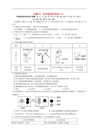 湖北省孝感市孝南区肖港镇肖港初级中学中考化学专题34化学适应性考试5无答案