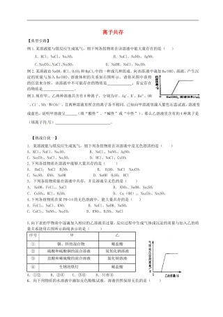 广东省河源中国教育学会中英文实验学校中考化学酸碱盐专题一离子共存复习无答案