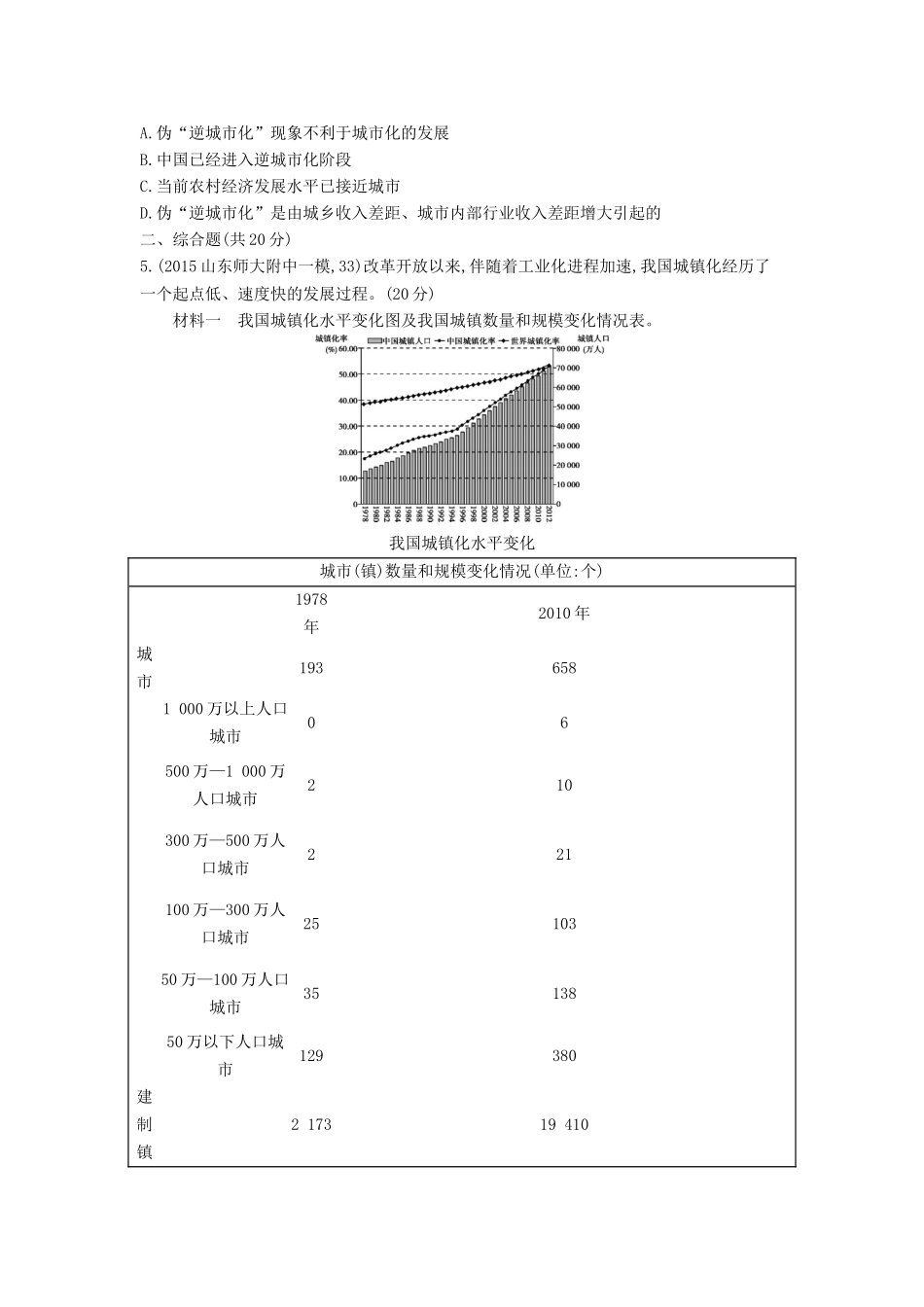 2年模拟2016版高考地理第九单元第二节城市化_第2页