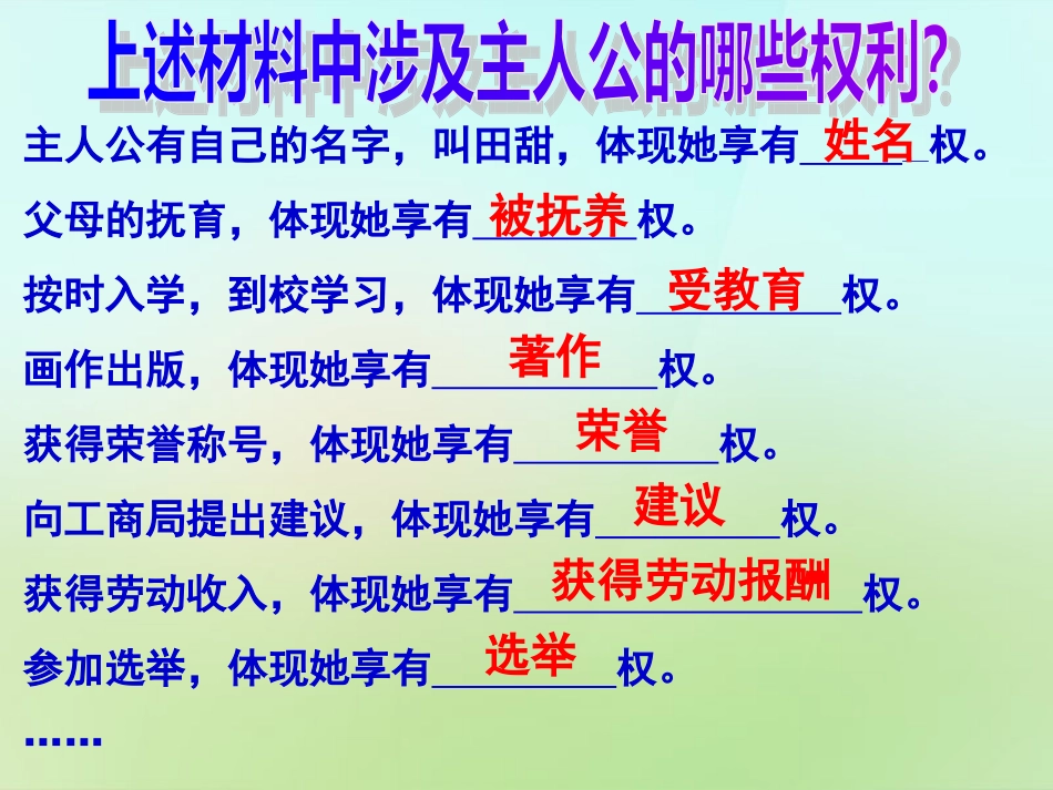 浙江省宁波市慈城中学八年级政治下册1.1.2我们享有广泛的权利课件新人教版_第3页