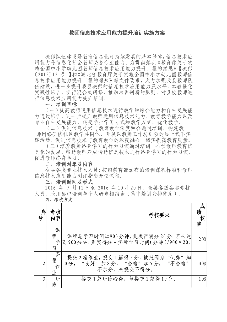 教师信息技术应用能力提升培训实施方案_第1页