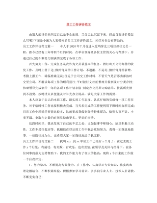 员工工作评价范文