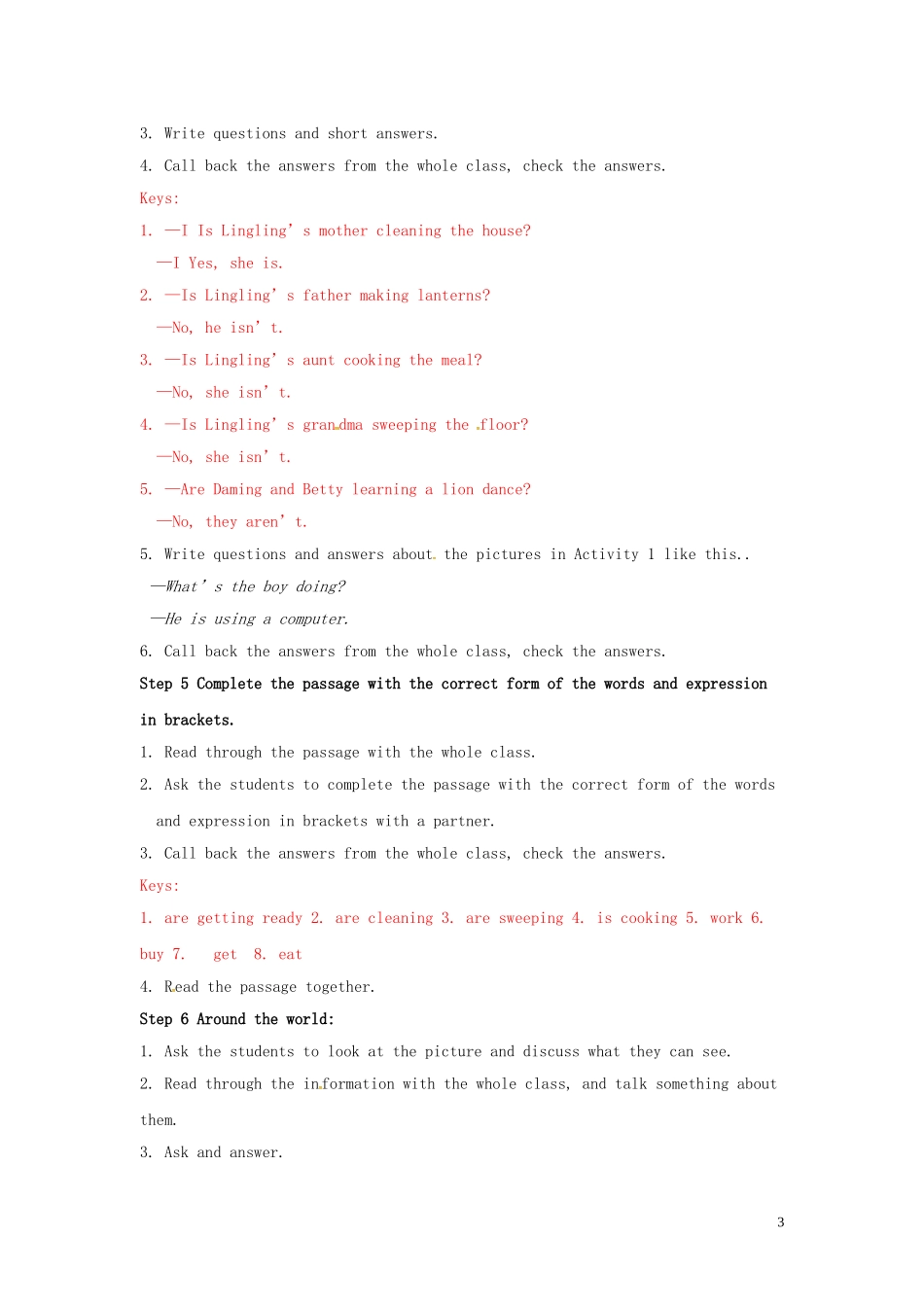 山东省冠县第一中学七年级英语上册Module10SpringFestivalUnit3Languageinuse教案新版外研版_第3页