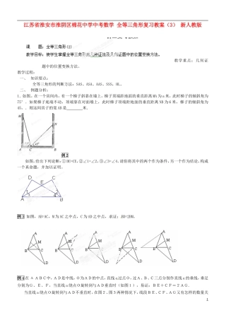 江苏省淮安市淮阴区棉花中学中考数学 全等三角形复习教案（3） 新人教版