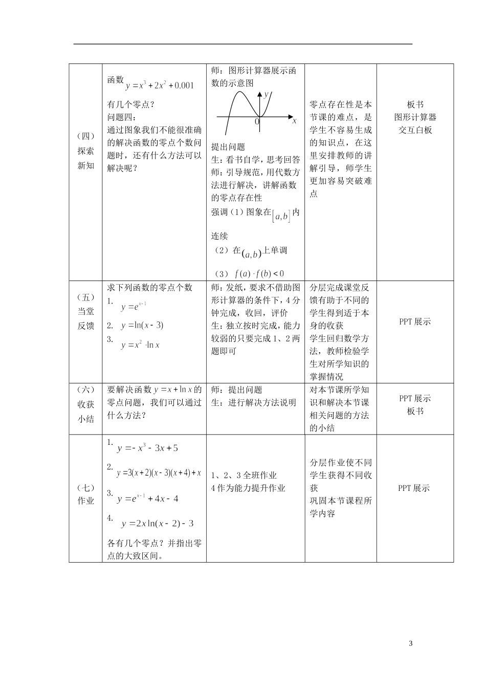 2015高中数学3.1.1方程的根与函数的零点教学设计1新人教A版必修1_第3页