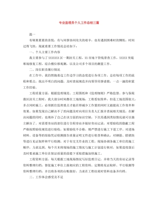 专业监理员个人工作总结三篇