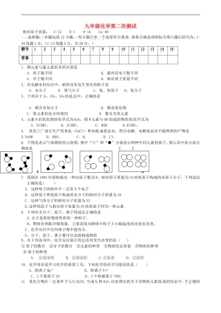 辽宁省辽阳县首山镇第二初级中学2015届九年级化学上学期第二次月考试题无答案
