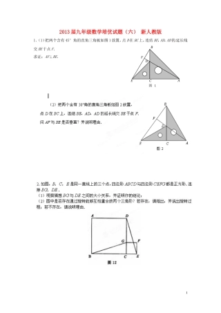 2013届九年级数学培优试题（六）（无答案） 新人教版