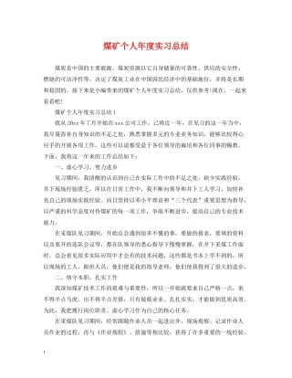煤矿个人年度实习总结