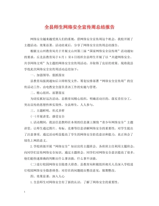 全县师生网络安全宣传周总结报告