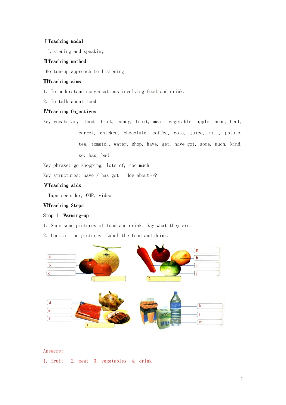 山东省冠县第一中学七年级英语上册Module4HealthyfoodUnit1We’vegotlotsofapples教案新版外研版_第2页