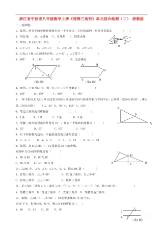 浙江省宁波市八年级数学上册《特殊三角形》单元综合检测（二）（无答案） 浙教版