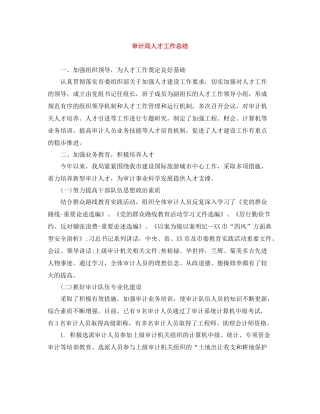 审计局人才工作总结