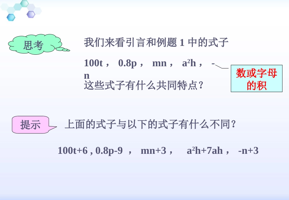 人教版数学七年级上册（新）课件：212《整式》（共21张PPT）_第2页