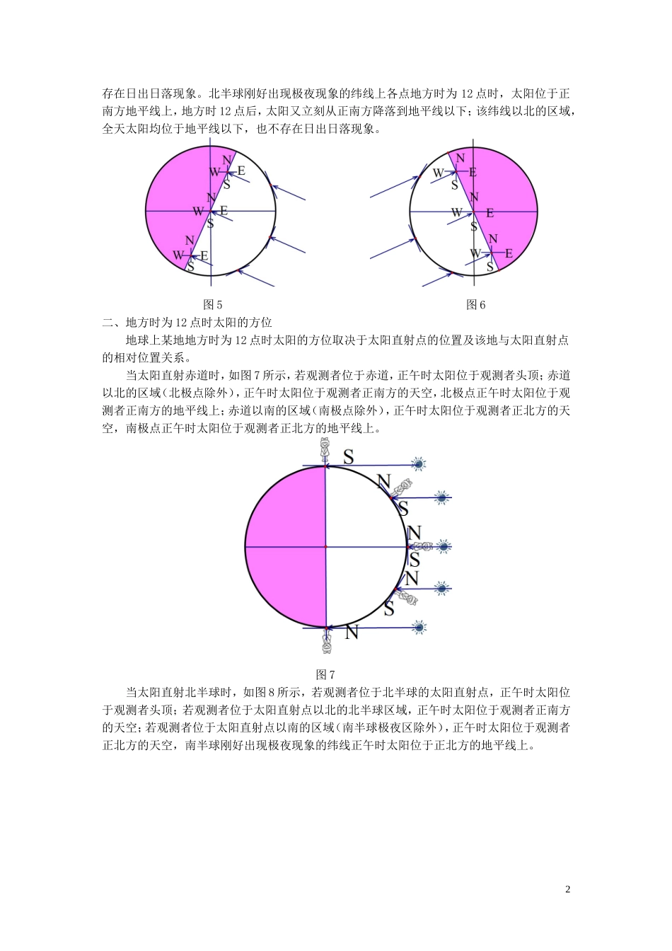 2016届高考地理用图解法突破“特殊时间太阳方位”的教学难点素材_第2页