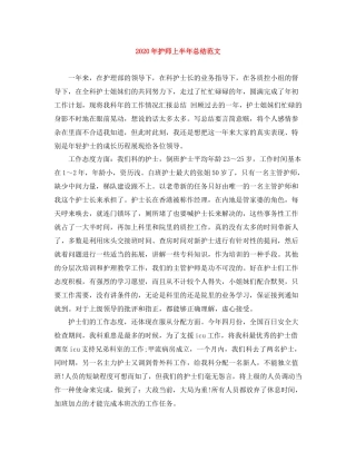 2020年护师上半年总结范文