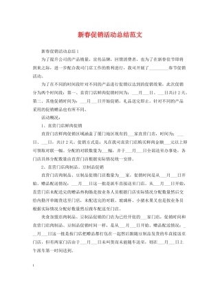 新春促销活动总结范文