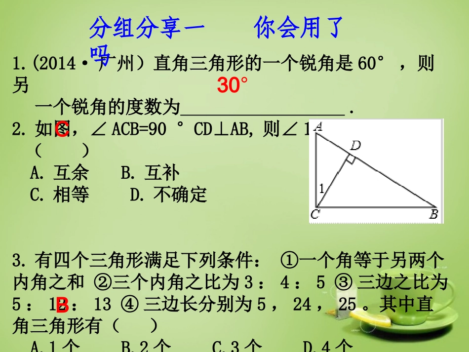 中考数学总复习九下直角三角形课件新版北师大版_第3页