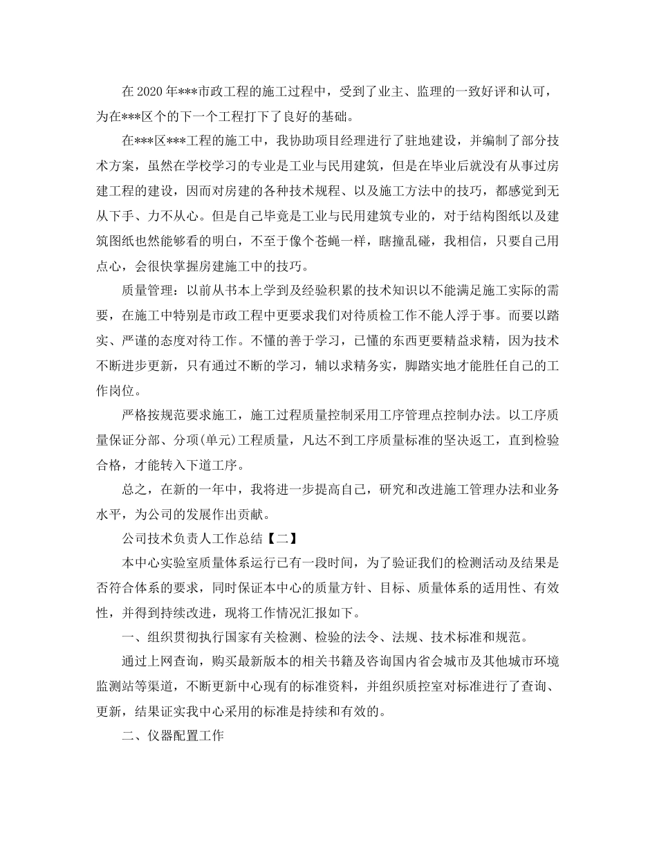2020年公司技术负责人工作总结范文_第2页
