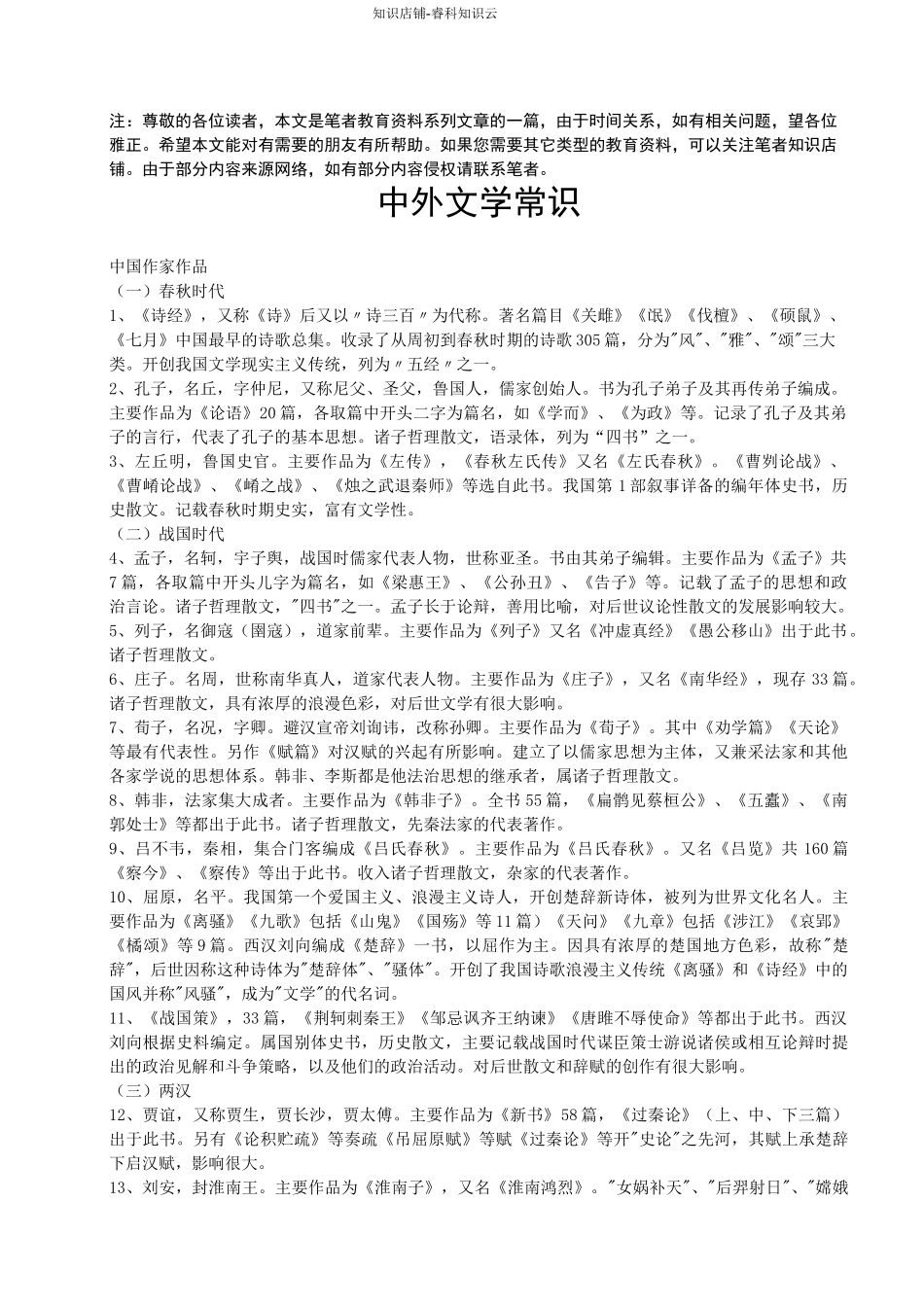 中外文学常识[最新版]_第1页