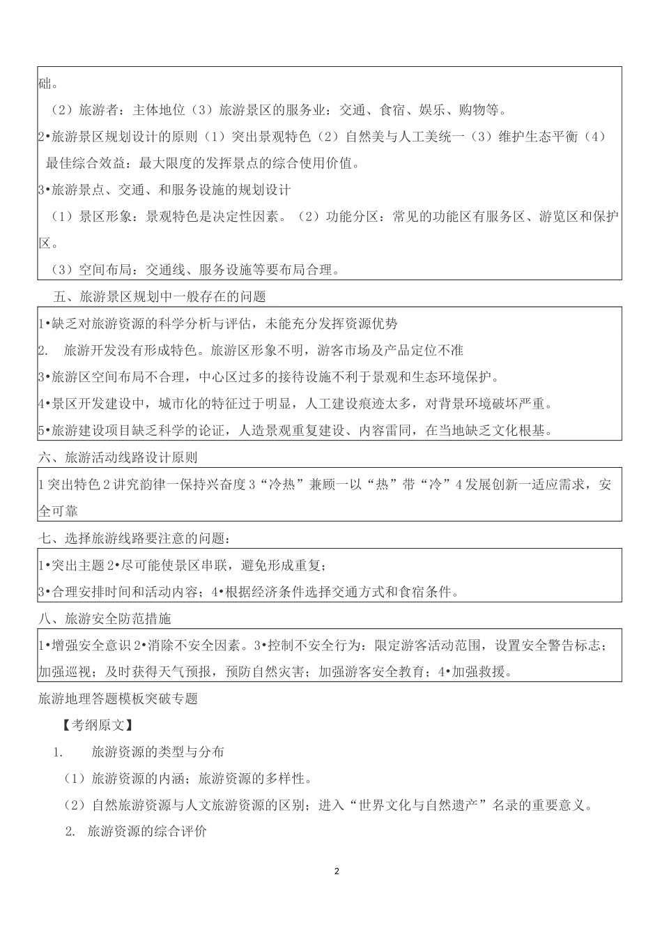 高考《旅游地理》答题模板经典总结_第2页