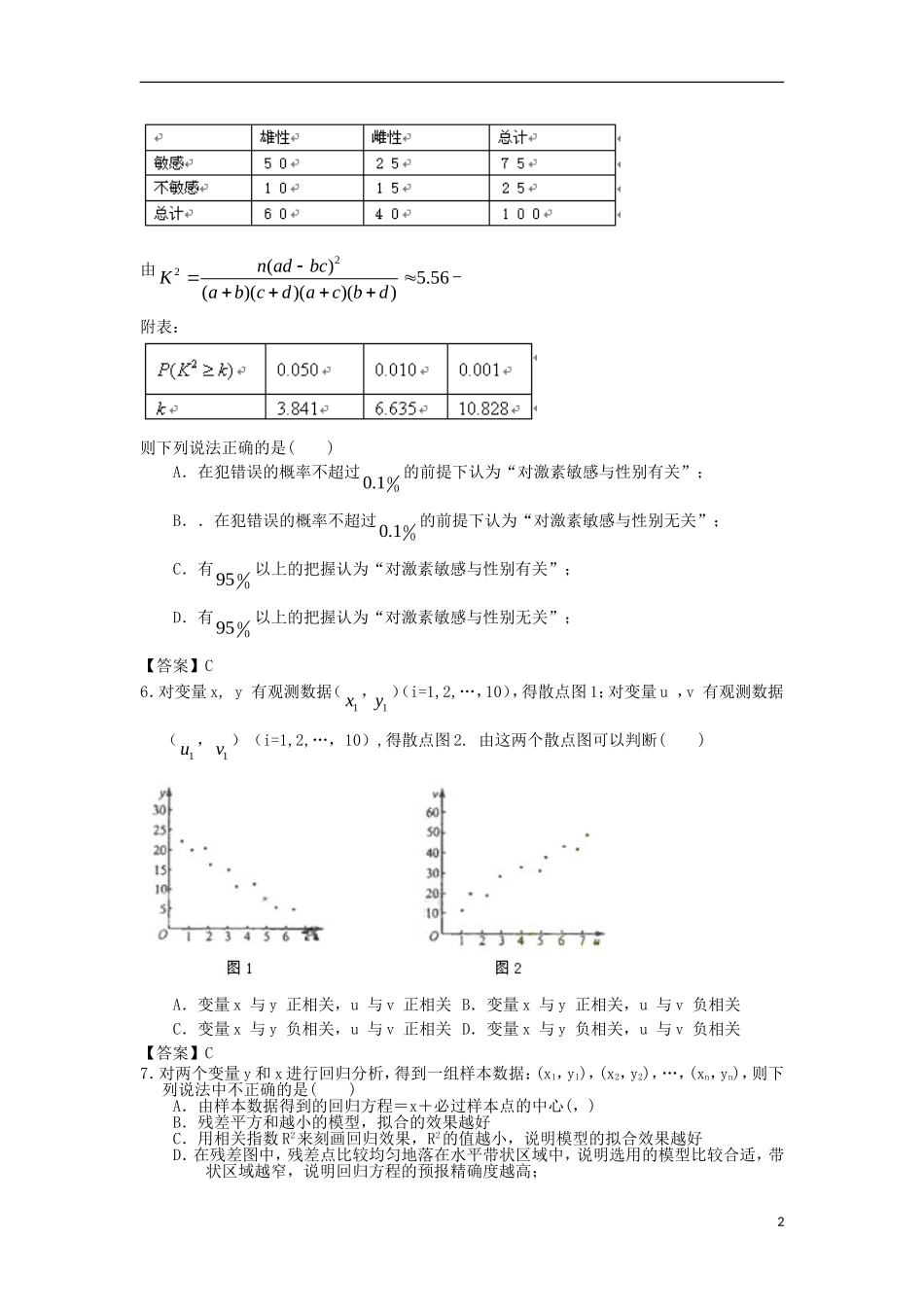 浙江大学附中2013届高三数学一轮复习单元训练 统计 新人教A版 _第2页