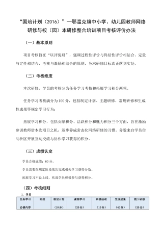 国培（2016）鄂温克旗考核评价办法 (2)