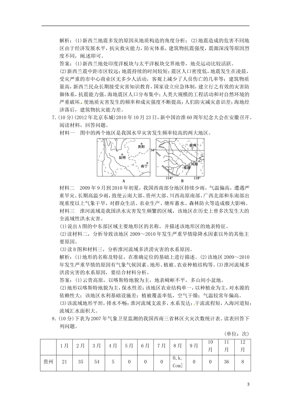 2013年高考地理总复习 自然灾害与防治章末检测 W巩固落实（含解析）新人教版选修5_第3页
