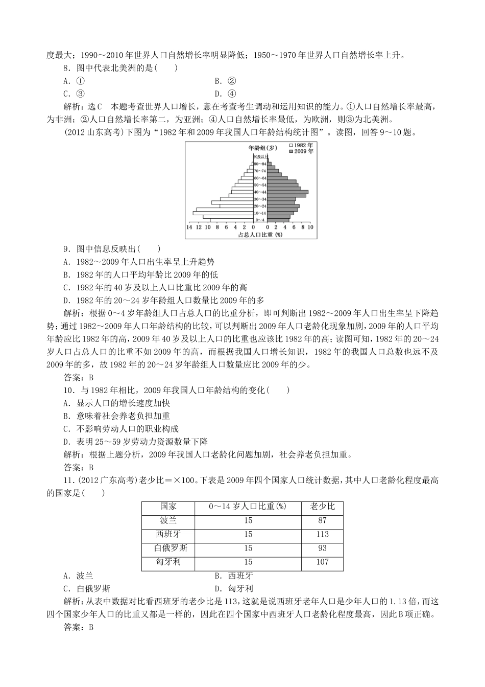 2016高考地理第一轮总复习真题备选题库第六章人口的变化_第3页