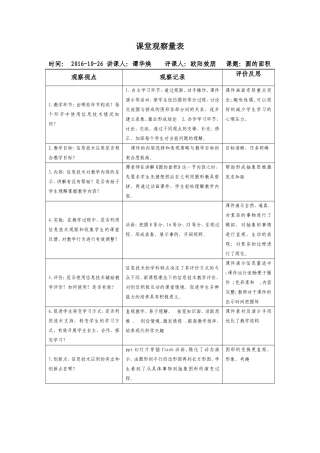 欧阳效朋圆的面积课堂观察量表