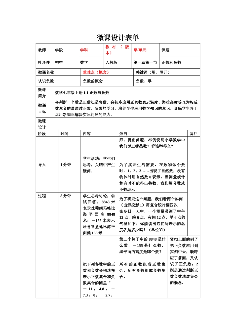 正数负数微课设计_第1页