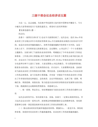 三级干部会议总结讲话五篇