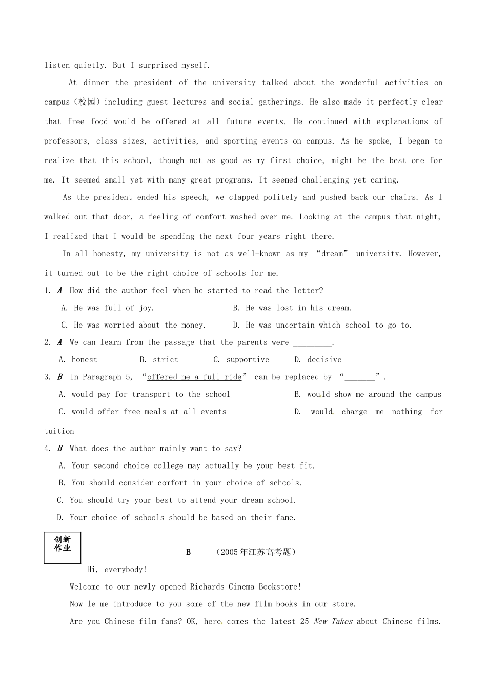 2015年秋高中英语Unit3Lookinggoodfeelgood3经典作业牛津译林版必修1_第3页