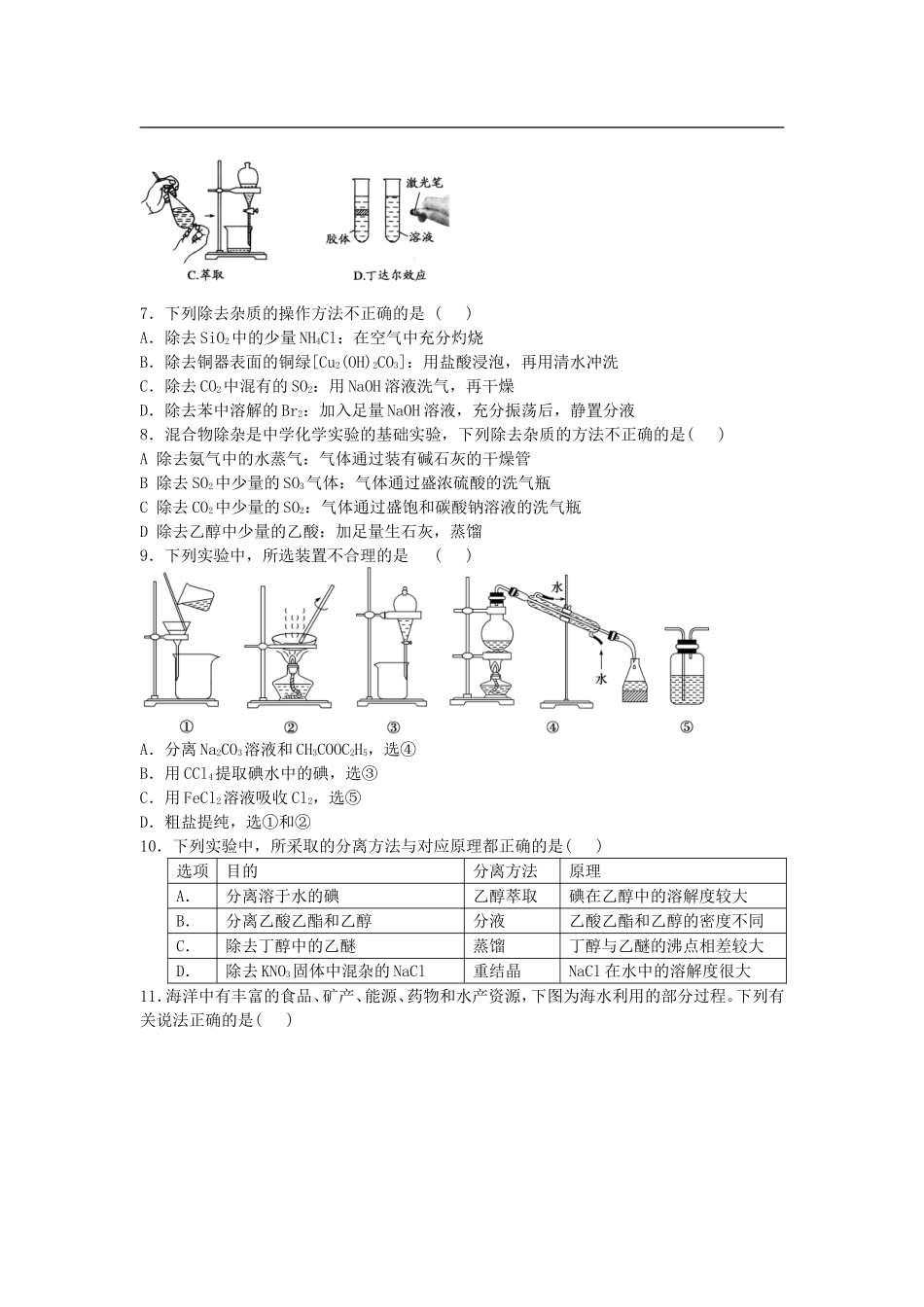 2016届高考化学复习物质的分离单元过关练含解析鲁教版选修6_第2页