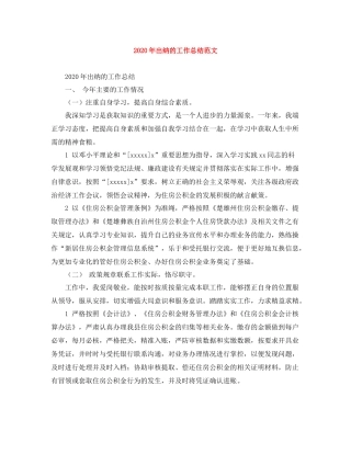 2020年出纳的工作总结范文