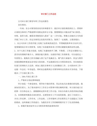 审计部门工作总结