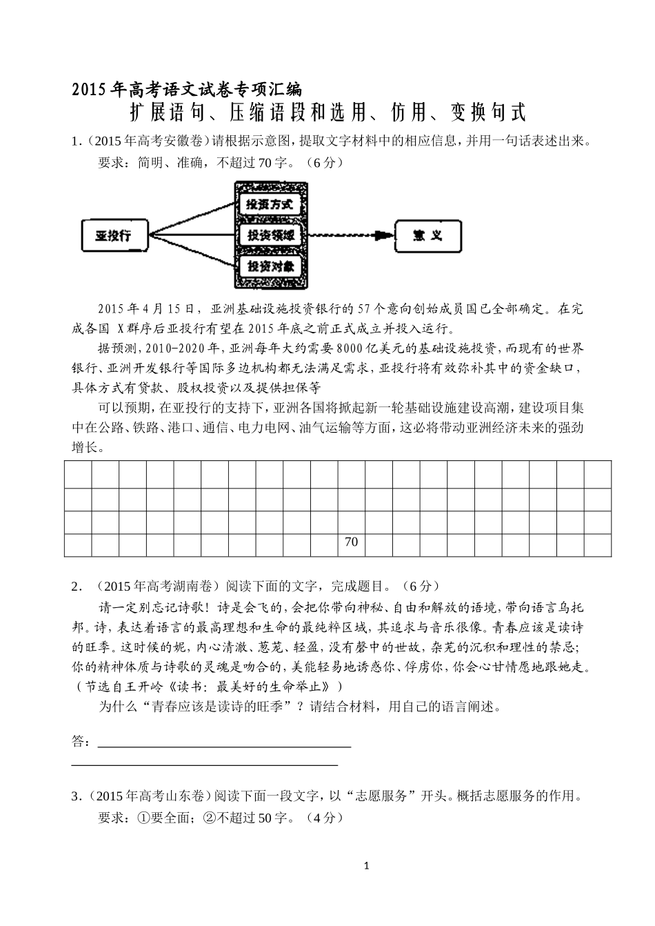 2015扩展语句、压缩语段和选用、仿用、变换句式_第1页