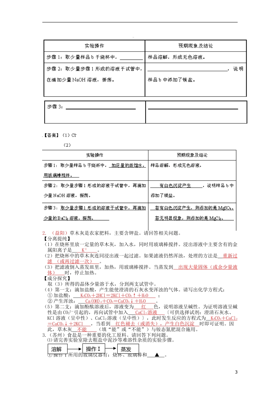 2015中考化学试题分类汇编盐和化肥_第3页