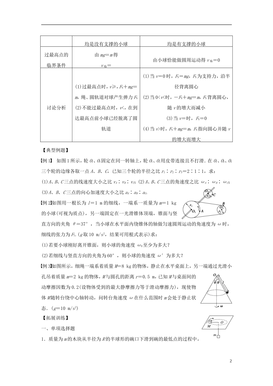 2016届高三物理一轮复习第4章第3课时圆周运动导学案无答案_第2页