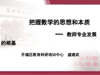 把握数学的思想和本质盛建武