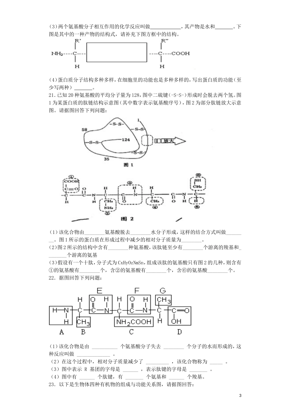 河南省光山二高2016届高三生物复习第二章组成细胞的分子单元强化训练题含解析新人教版必修1_第3页