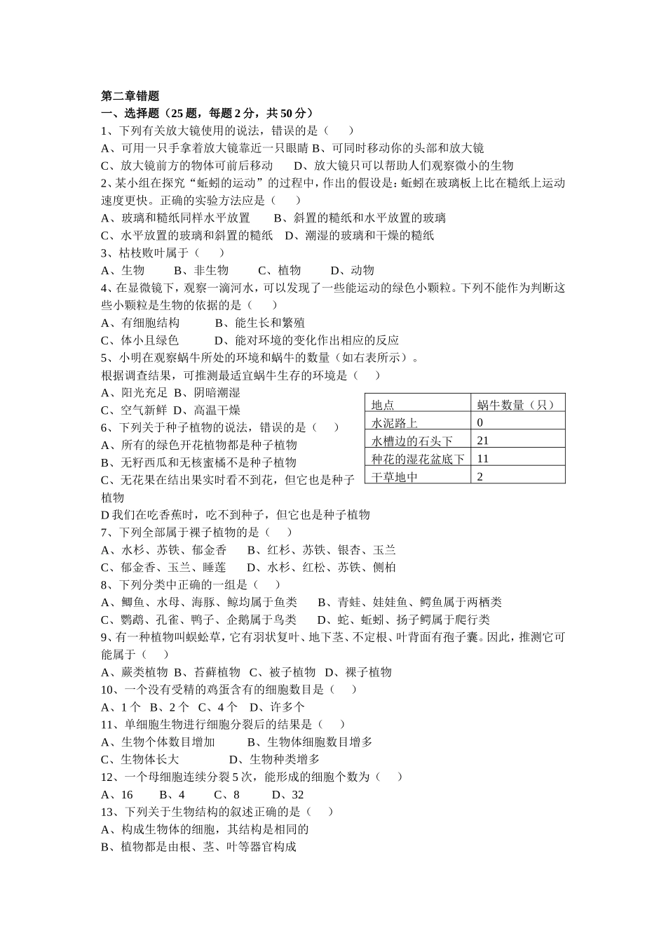 七上第二章易错题_第1页