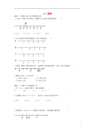 2015秋七年级数学上册2.2数轴练习1无答案新版北师大版