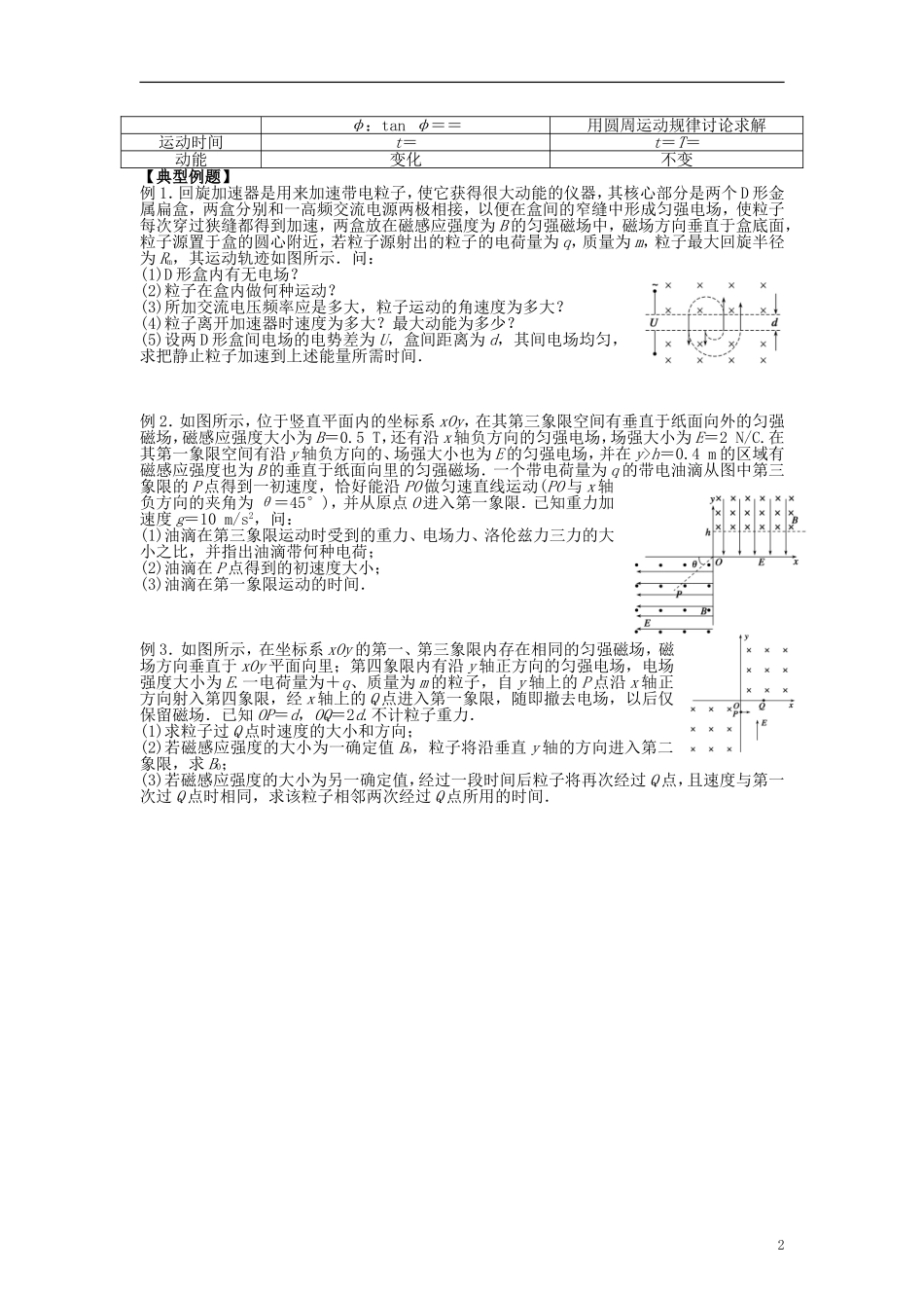 2016届高三物理一轮复习第8章第3课时带电粒子在复合场中的运动导学案无答案_第2页