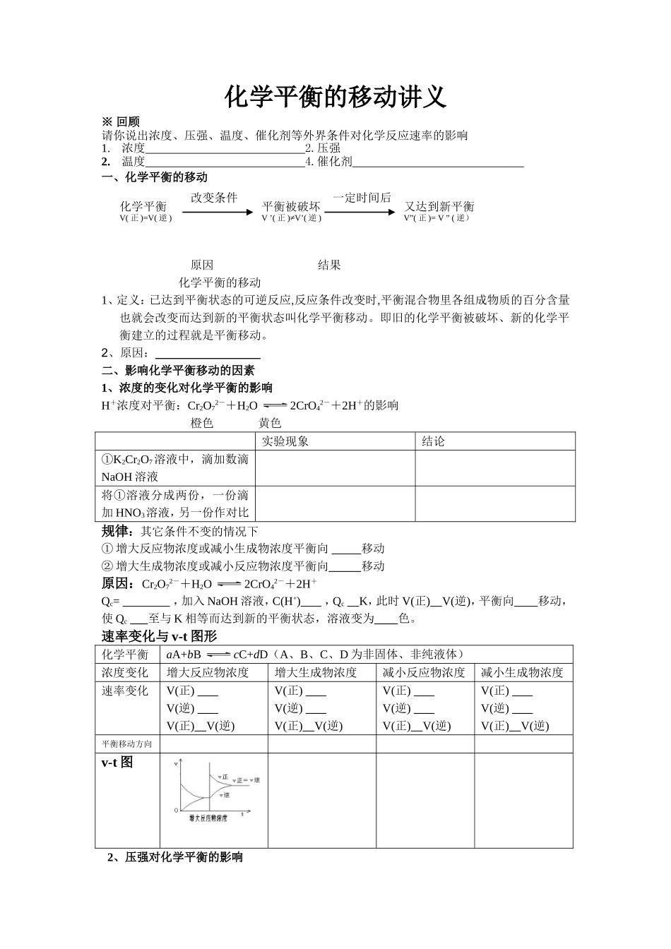 化学平衡的移动讲义_第1页