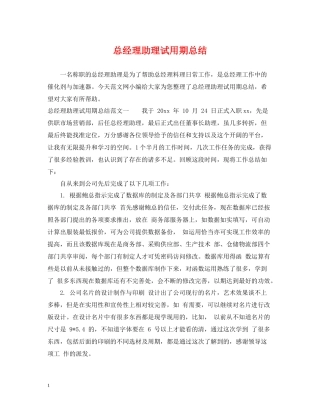 总经理助理试用期总结